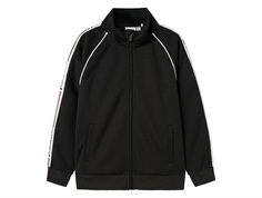 Sort sweatcardigan med høj krave, hvid detaljer og lynlås fra Name It 13242669 black